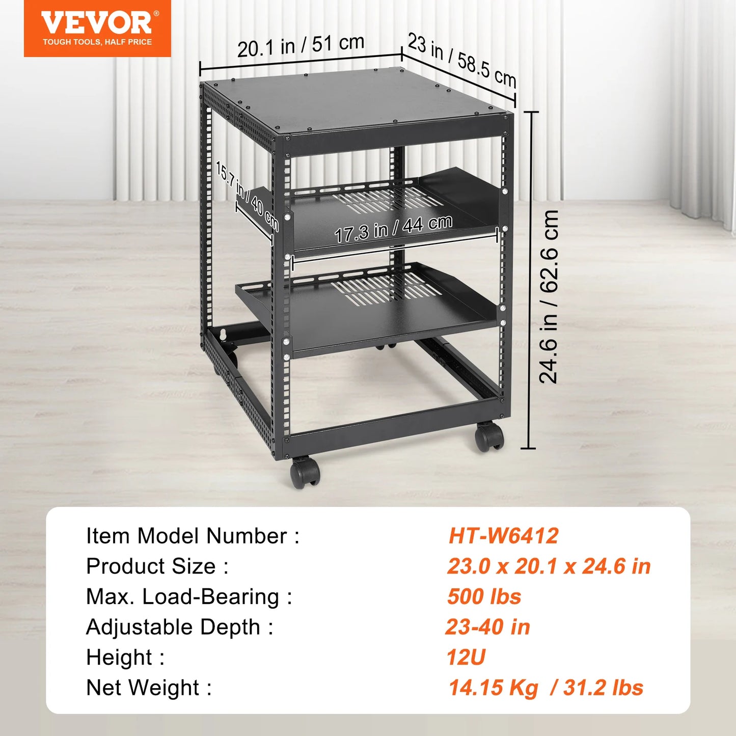 SucceBuy Open Frame Server Rack Floor Standing or Wall Mounted