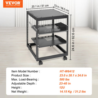 SucceBuy Open Frame Server Rack Floor Standing or Wall Mounted