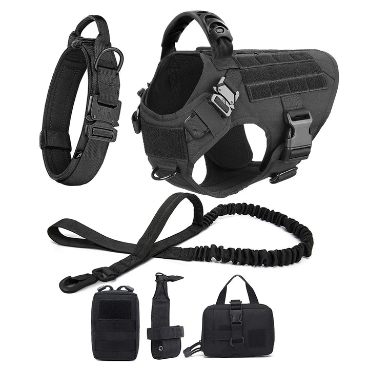 Large Dog Harness And Leash Set - Heavy Duty Tactical Vest