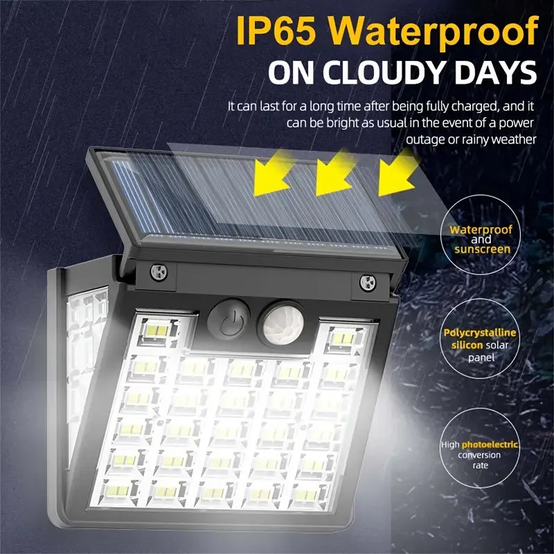 2 or 4PCS Solar Light Motion Sensor Outdoor Light 3 Lighting Modes Waterproof 72LED