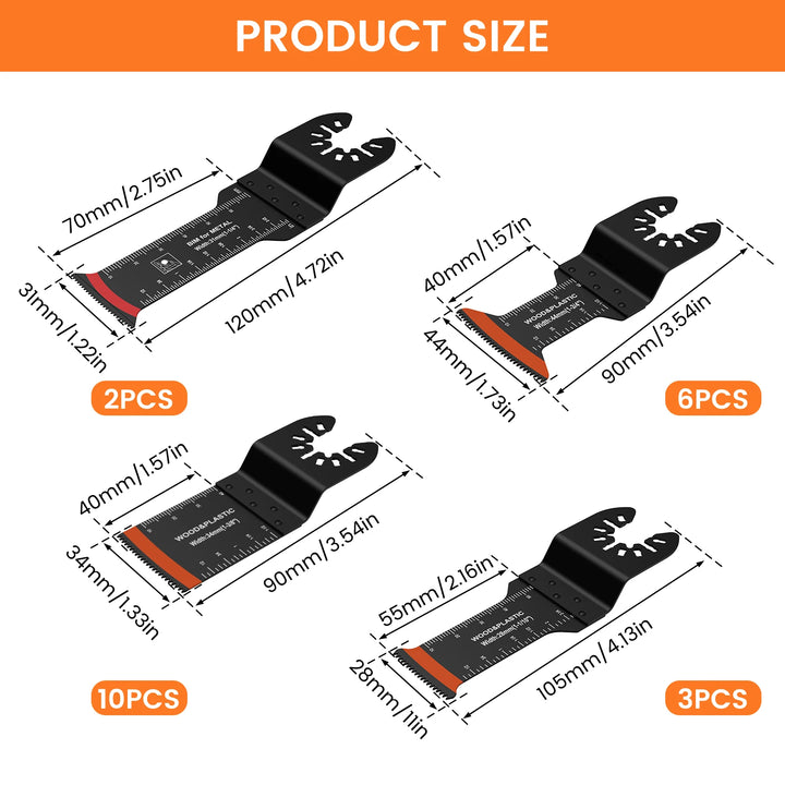 21Pcs Oscillating Saw Blades Set - Multi-Tool Blade Kit