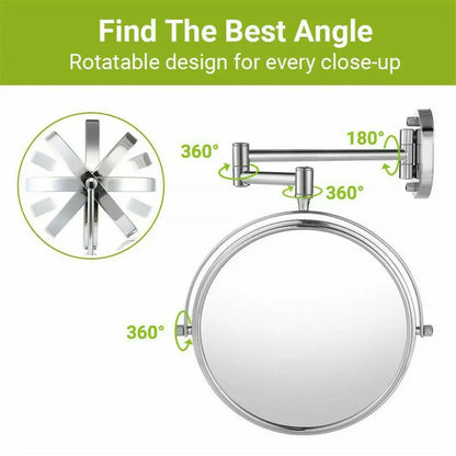 10X Magnifying Wall Mounted Mirror 360 Swivel Makeup Mirror 8"