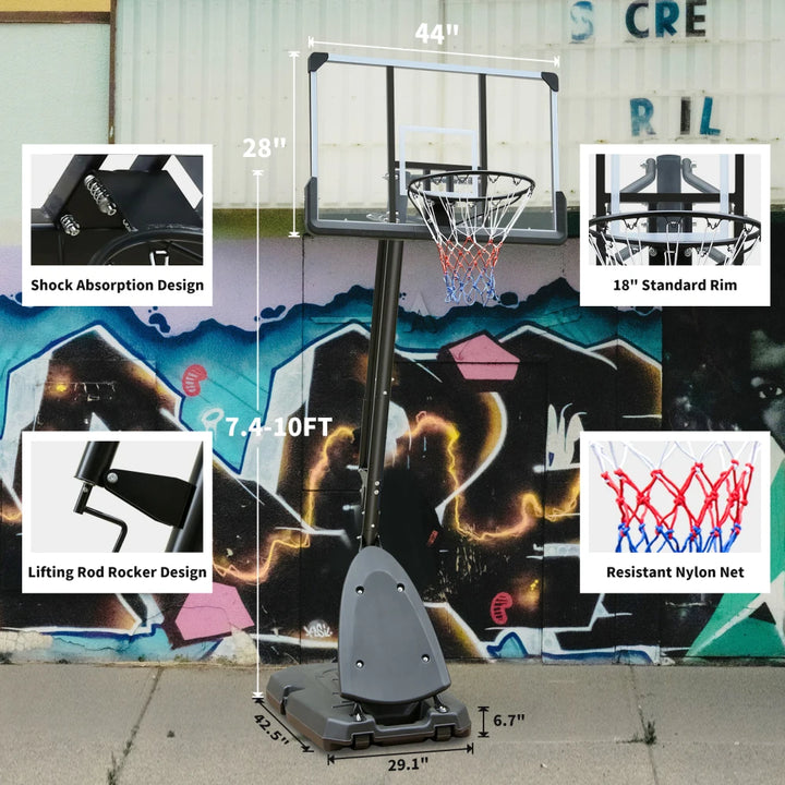 Adjustable Outdoor Basketball Hoop - 7.5 to 10ft Portable