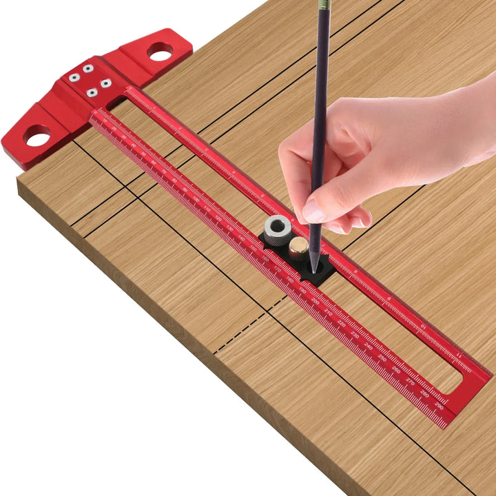 2 in 1 Drilling Positioning Scoring Ruler - Woodworking T-Rule