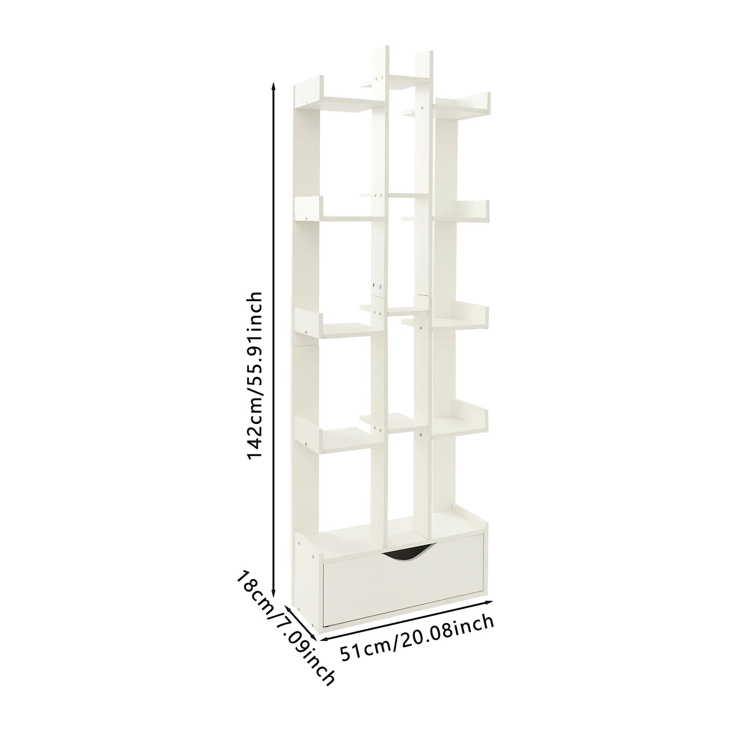 15-Compartment Bookcase with Cabinet - Modern Floor Standing