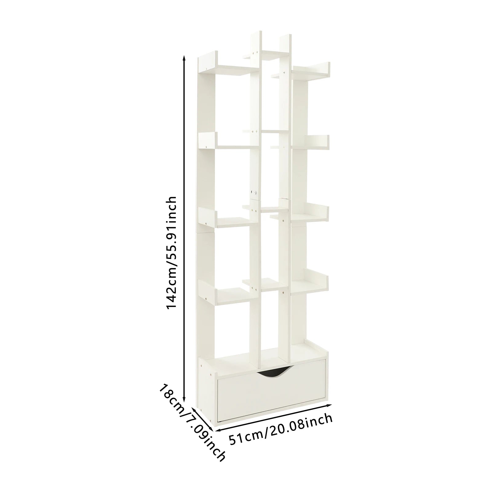 15-Compartment Bookcase with Cabinet - Modern Floor Standing