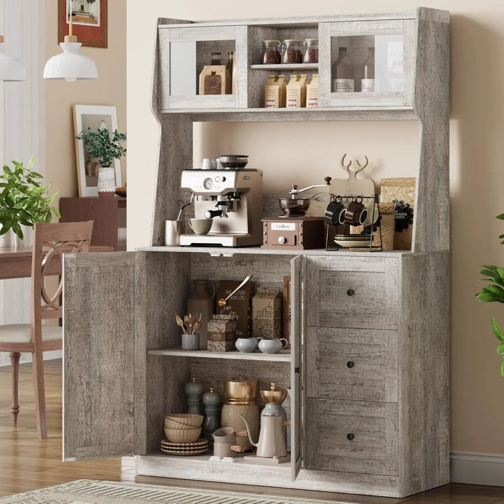 67 Inch Kitchen Pantry Cabinet - Storage Hutch with Drawers
