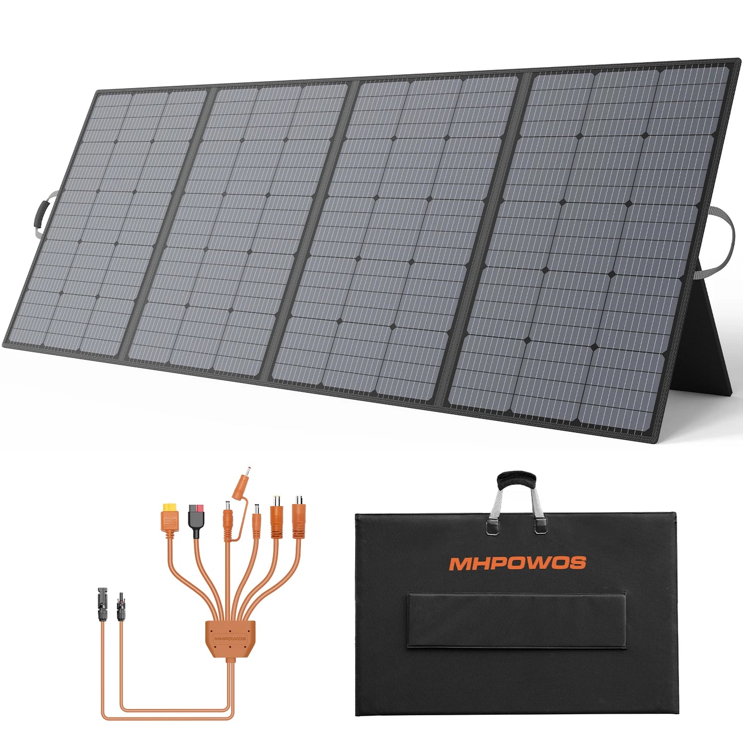 MHPOWOS 400W Portable Solar Panel, Lightweight Foldable Solar Panels with an Adjustable Kickstand