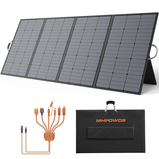MHPOWOS 400W Portable Solar Panel, Lightweight Foldable Solar Panels with an Adjustable Kickstand