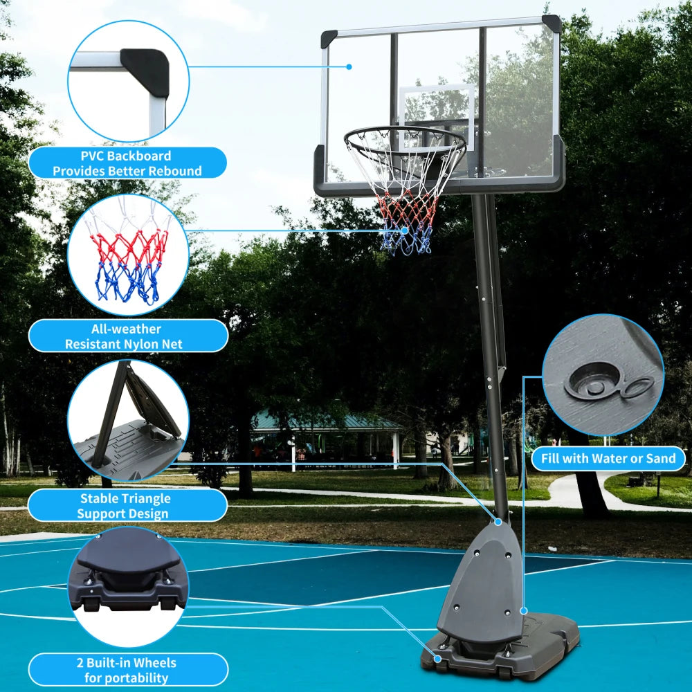Adjustable Outdoor Basketball Hoop - 7.5 to 10ft Portable