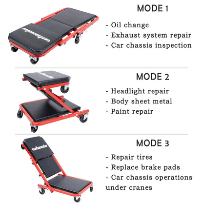 Rolling Mechanic Creeper Z Seat, Foldable Garage Chair