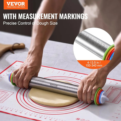 Adjustable Rolling Pin, Pastry Baking Nonstick Mat Set