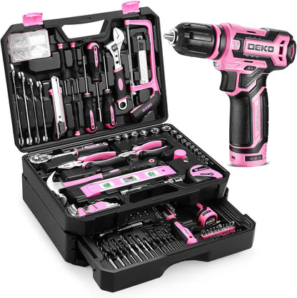DEKO Home Mechanic Toolbox with 12V Power Cordless Drill
