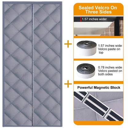 31.5 in. x 79 in. Gray Thermal Insulated Curtain, Magnetic