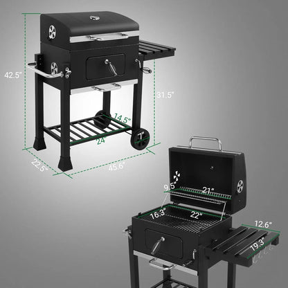 Large Barrel Charcoal BBQ Grills with 794 SQ.IN. Cooking Area