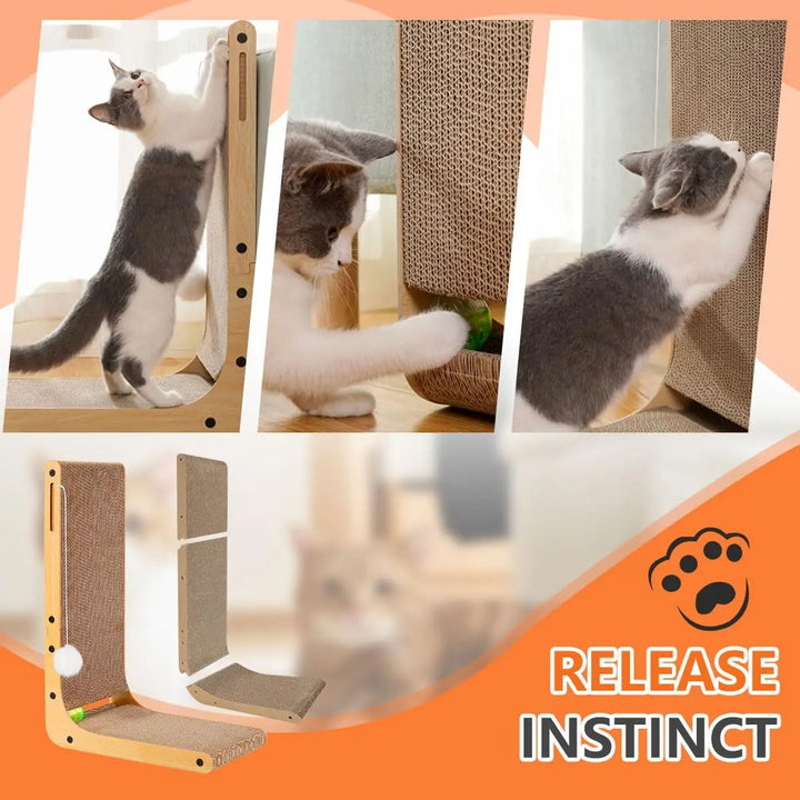 L Shape Cat Scratcher Indoor Cats - 23.6 Inch Wood Scratching Post