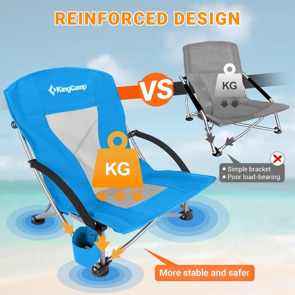 Low Beach Chairs, Portable Folding Chair for Adults, Extra Wide