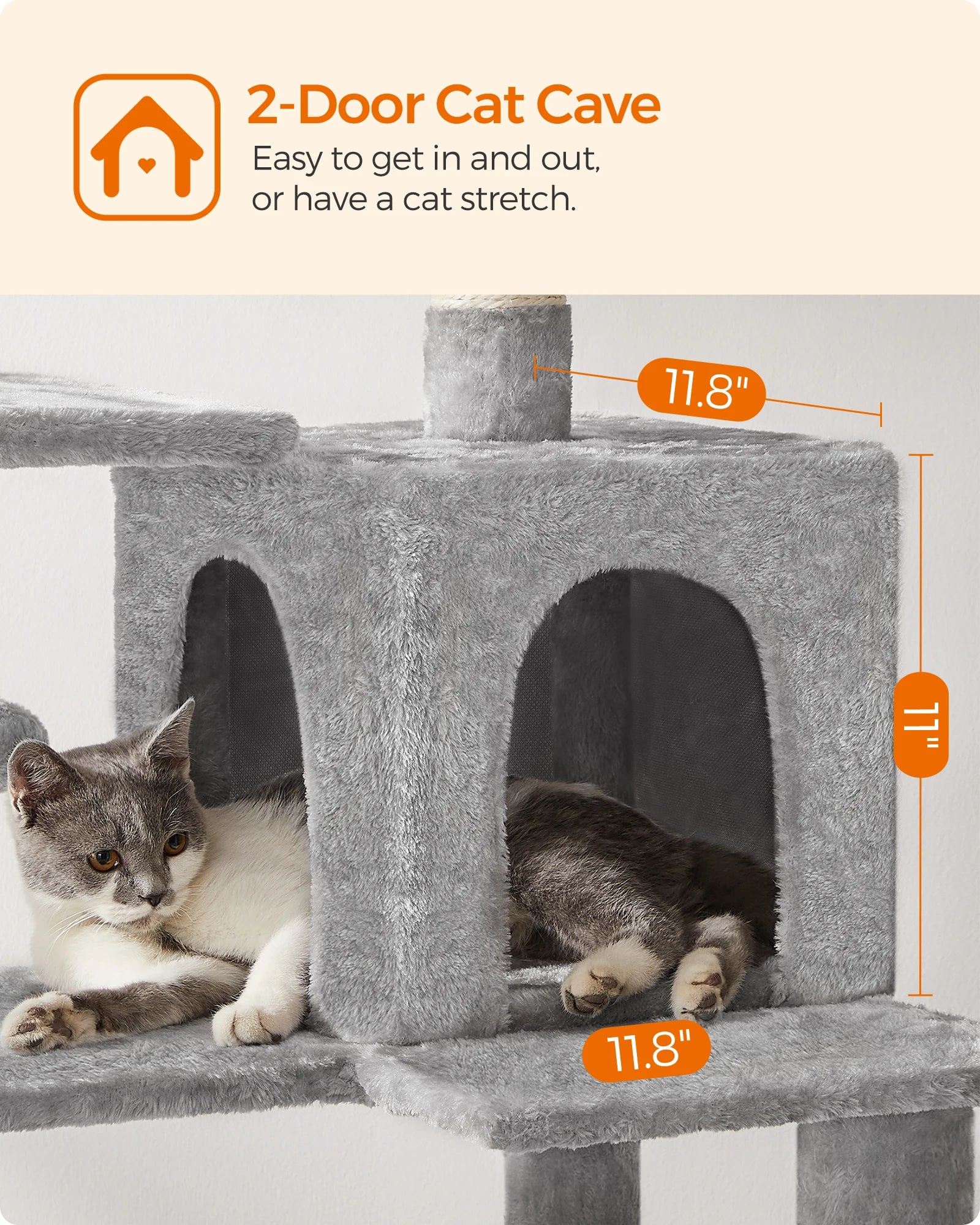 Feandrea Cat Tree 56.3-Inch - Multi-Level Cat Tower Condo