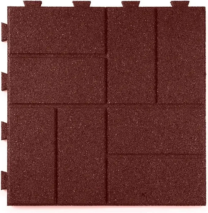 Brick Rubber Interlocking Tiles,16 X 16, Easy Install for Indoor and Outdoor