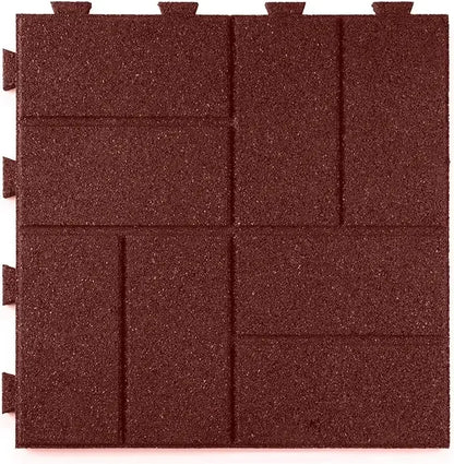 Brick Rubber Interlocking Tiles,16 X 16, Easy Install for Indoor and Outdoor