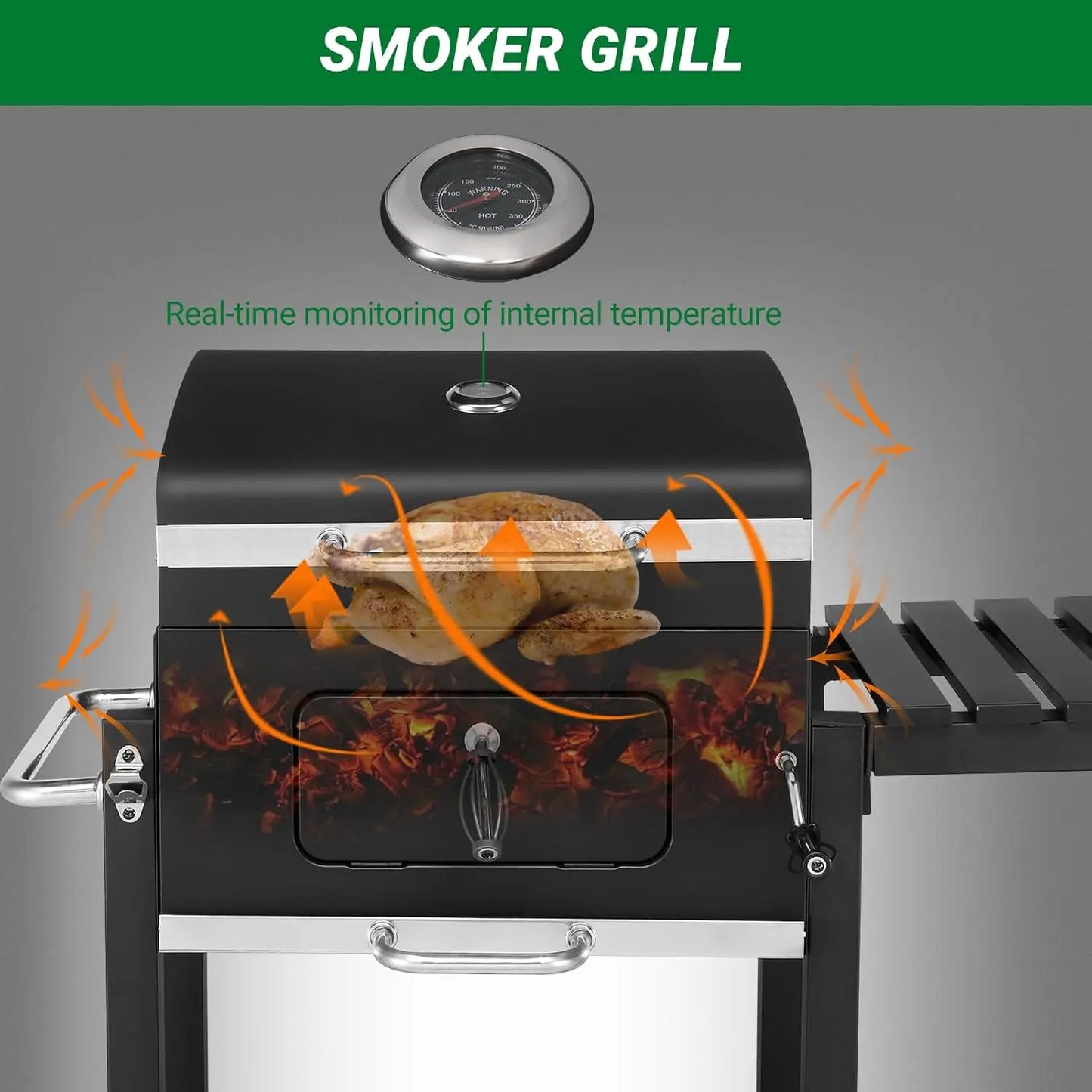 Large Barrel Charcoal BBQ Grills with 794 SQ.IN. Cooking Area