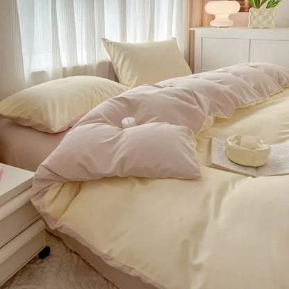 2-side Solid Color Brush Fabric Bed Set