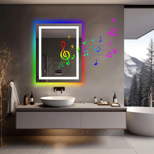 LUVODI Smart Bluetooth Bathroom Mirror LED Lighted Touch Screen
