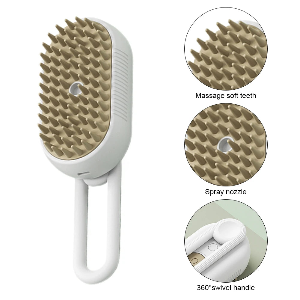 Cat Steam Brush Dog Brush 3 in 1 Electric - Steamy Pet Grooming