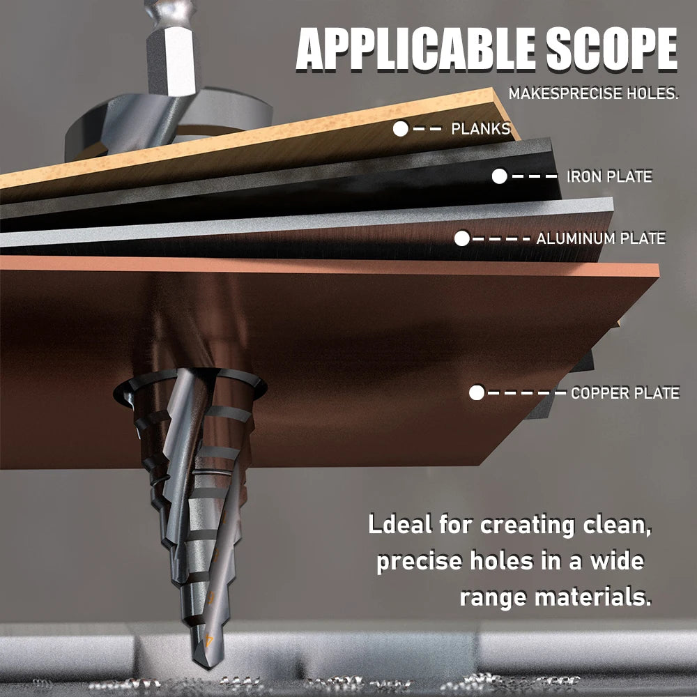 M35 Cobalt 4-Flute Step Drill Bit | High-Speed Steel Hole Cutter