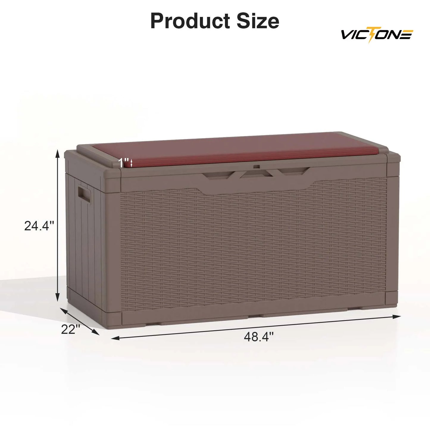 Resin Deck Box with cushion, Waterproof Storage Box w/Padlock