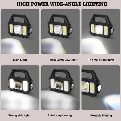 Solar-Powered LED Flashlight - Rechargeable with 6 Modes, Waterproof