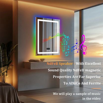 LUVODI Smart Bluetooth Bathroom Mirror LED Lighted Touch Screen