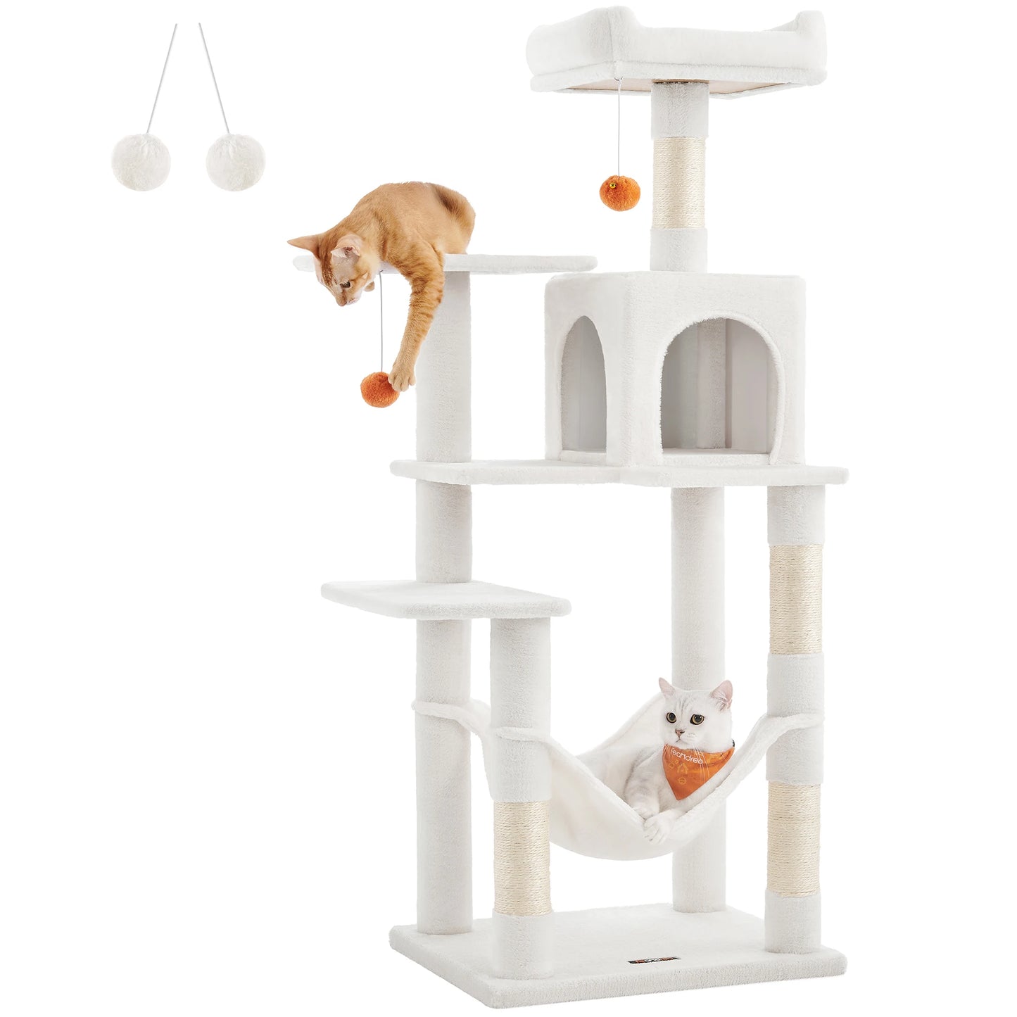 Feandrea Cat Tree, 56.3-Inch Cat Tower for Indoor Cats