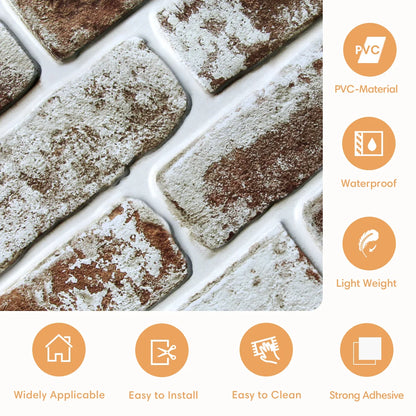 3D PVC Faux Brick Self-adhesive Wall Panel