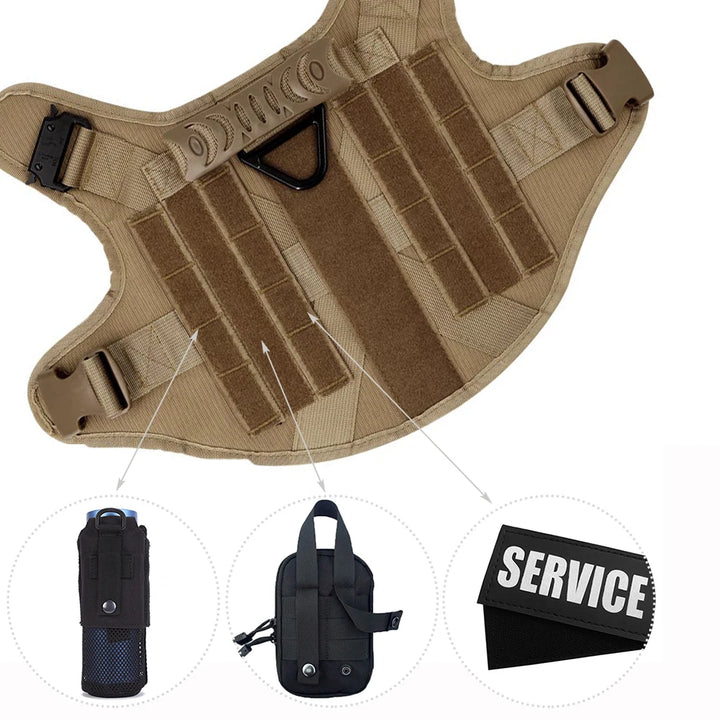 Large Dog Harness And Leash Set - Heavy Duty Tactical Vest