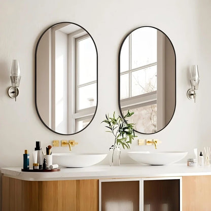 30 Inch Oval Wall Mirror Metal Frame