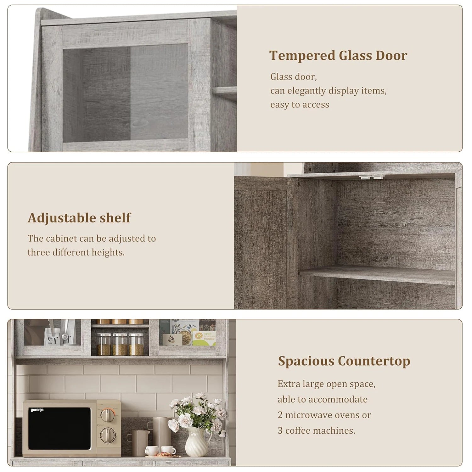 67 Inch Kitchen Pantry Cabinet - Storage Hutch with Drawers
