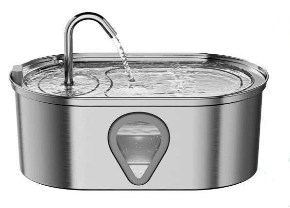Stainless Steel Cat Water Fountain 3.5L - Automatic LED Dispenser