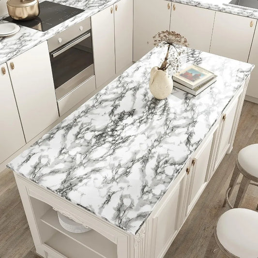 Modern Black and White Marble Contact Paper