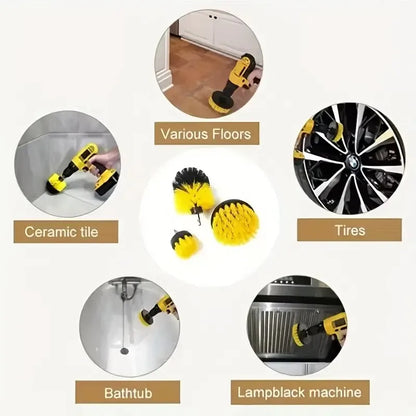3-Piece Heavy-Duty Electric Drill Brush Kit for Deep Cleaning, Polishing, Scrubbing