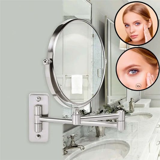 10X Magnifying Wall Mounted Mirror 360 Swivel Makeup Mirror 8"