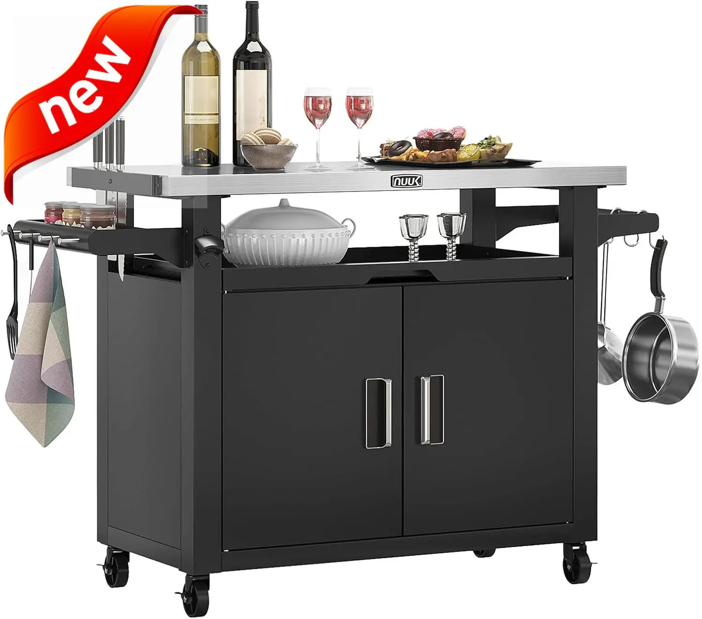 Outdoor Grill Cart with Storage Cabinet