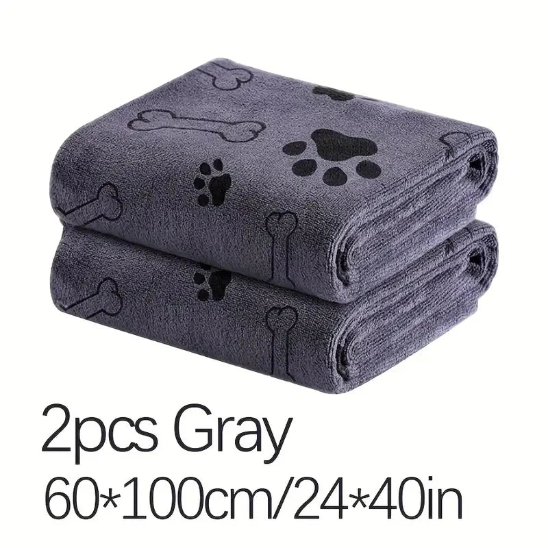 2pcs Soft Microfiber Dog Towels - Quick Dry & Absorbent