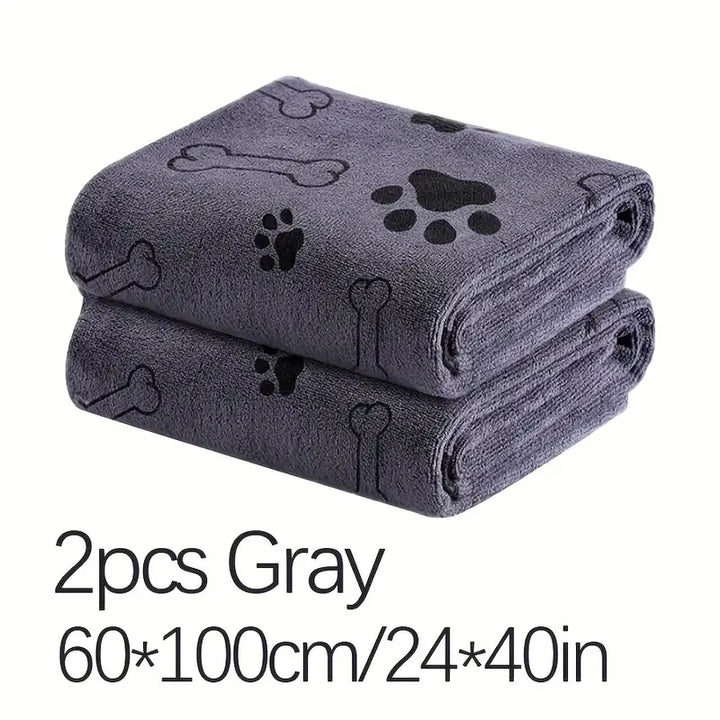 2pcs Soft Microfiber Dog Towels - Quick Dry & Absorbent