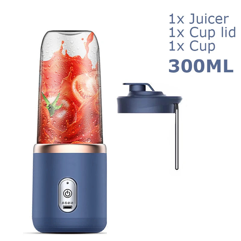 Portable Mixer with 6 Blades Juicer Cup Set