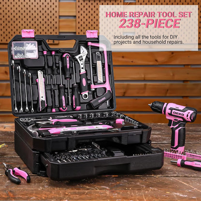 DEKO Home Mechanic Toolbox with 12V Power Cordless Drill