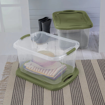 40 Quart Plastic Storage Bin, Green