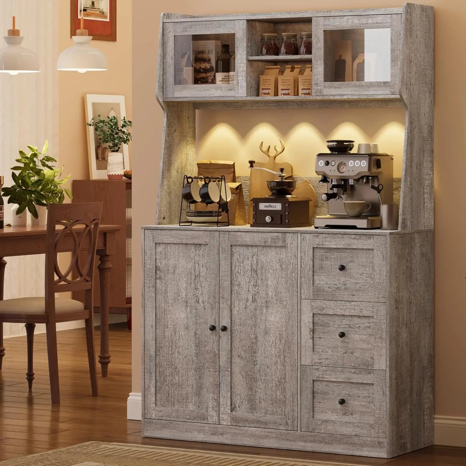 67 Inch Kitchen Pantry Cabinet - Storage Hutch with Drawers