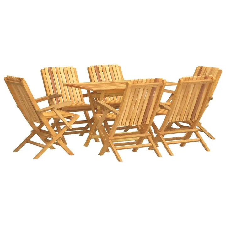 Natural Teak Solid Wood Garden Dining Set - 7-Piece Outdoor