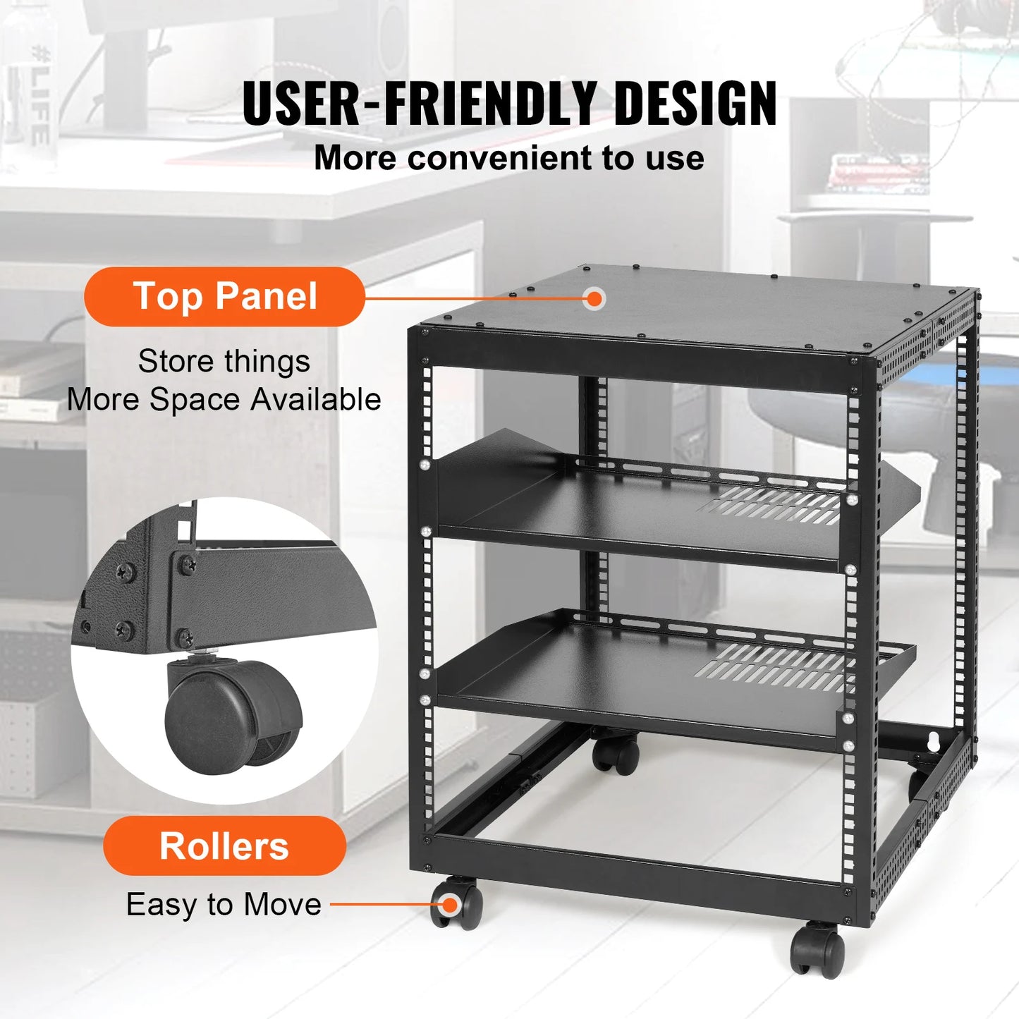 SucceBuy Open Frame Server Rack Floor Standing or Wall Mounted